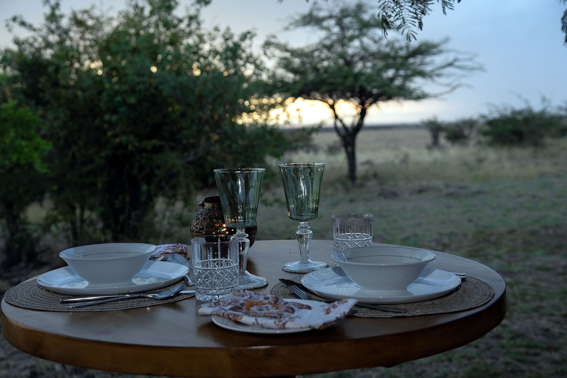 Dinner set up with mara view